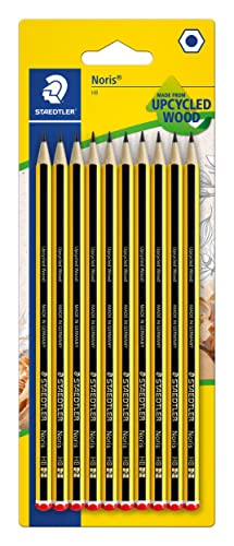 STAEDTLER Bleistift Noris 120, Made from Upcycled Wood, Härtegrad HB, Rutschfeste Soft-Oberfläche, hohe Buchfestigkeit, hohe Qualität Made in Germany, Blisterkarte mit 10 Stück, 120-2BK10D im Sale